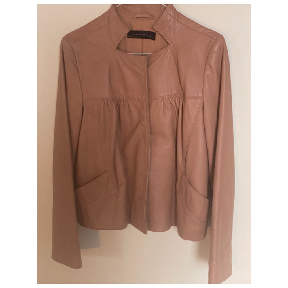 Zara women’s leather jacket size s vintage pink